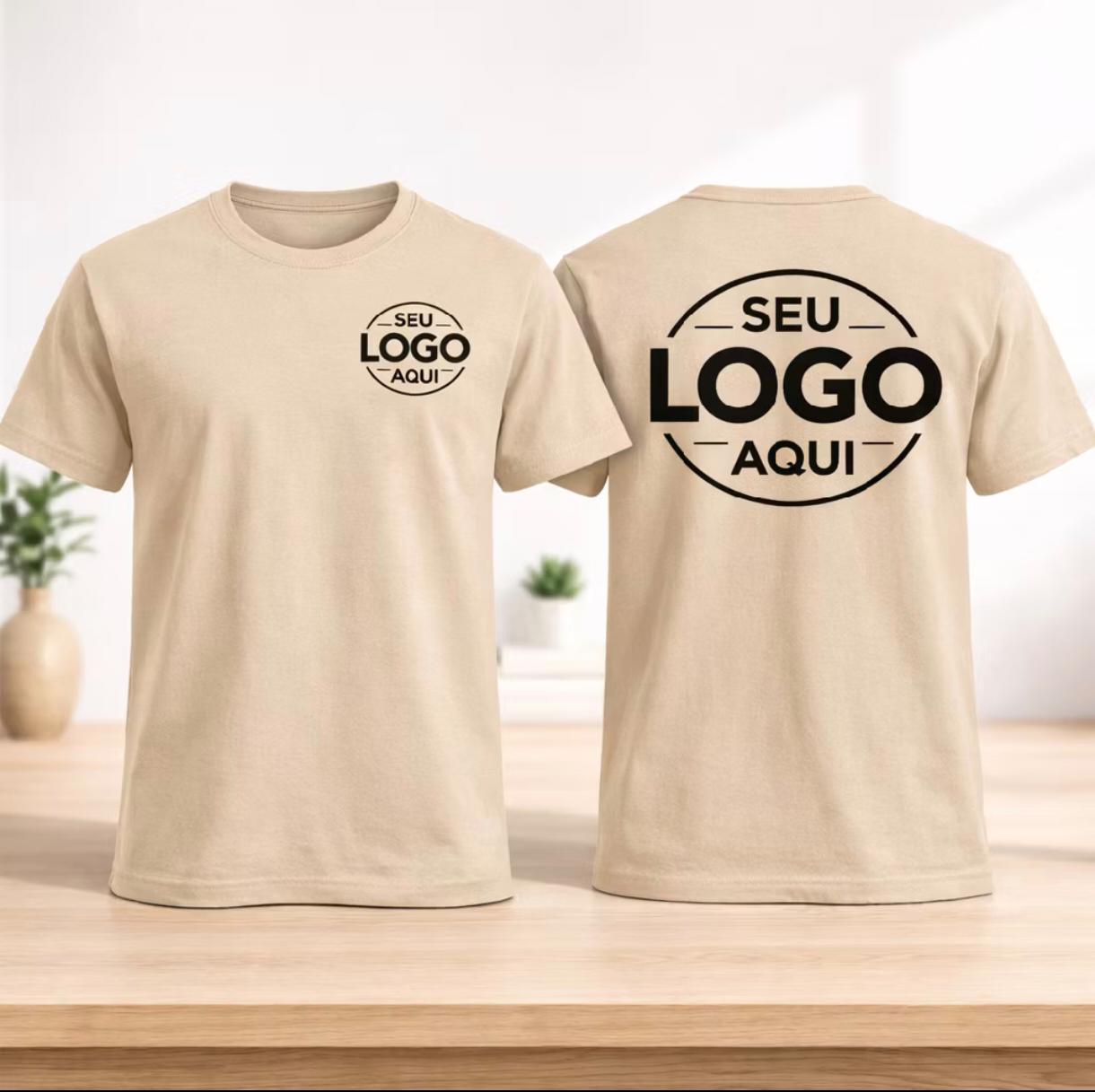 Camisetas bege com estampa de logo personalizado
