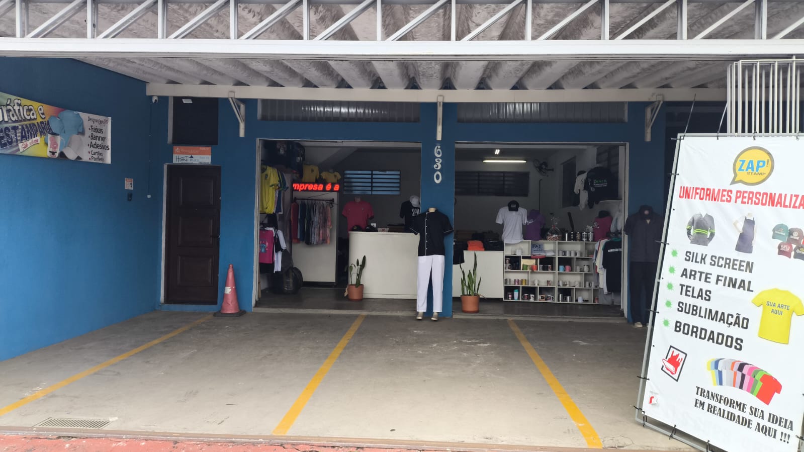 Fachada da loja ZapStamp Uniformes