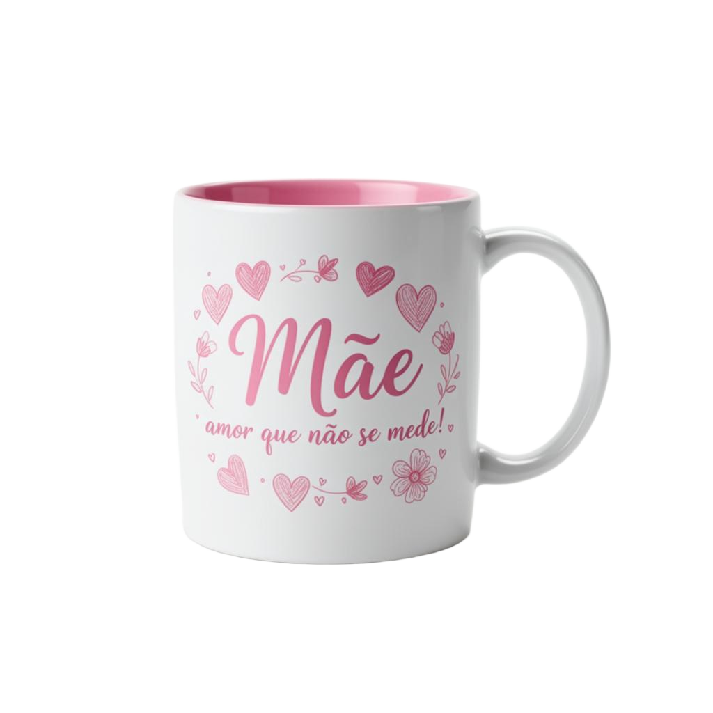 Caneca personalizada para Mãe com corações e flores