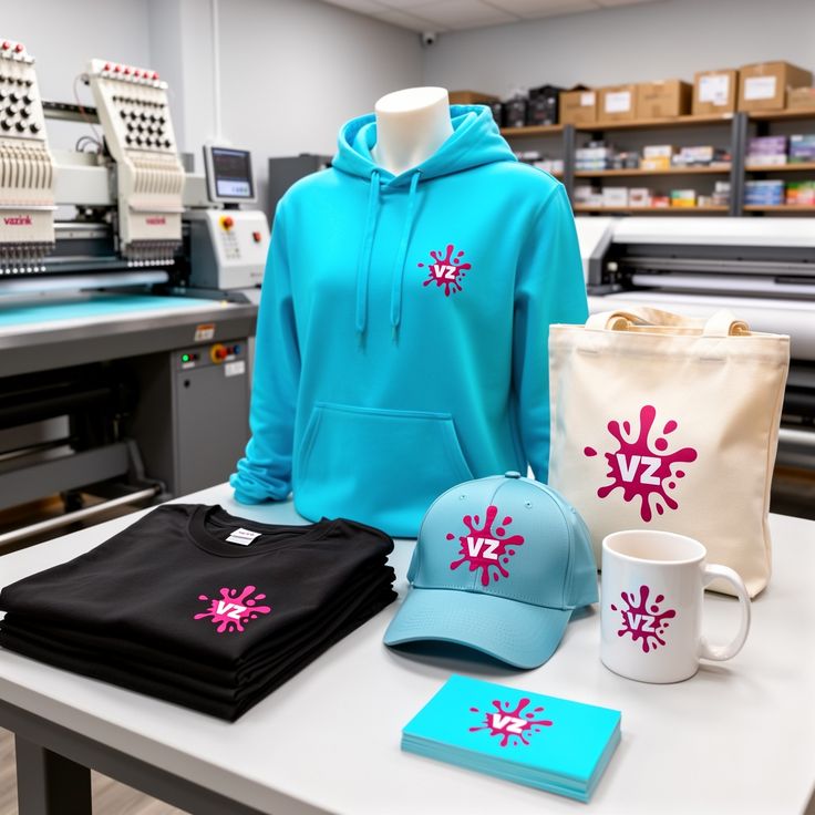 Kit completo de uniformes e brindes personalizados: moletom, camiseta, boné, caneca, sacola e cartões